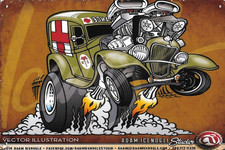 RETRO  RAT FINK  AMBULANCE ADAM ICENOGLE STUDIO Metal Sign 8x12 picture
