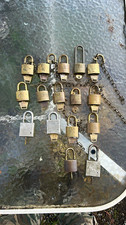 Lot of US Marked Military Padlock w/ Keys & Chains, Mixed Brass/Steel (Multiple) picture