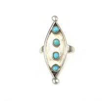 Zuni Snake Eye Petit Point Turquoise Sterling Silver 925 Ring Petite Sz 5 picture