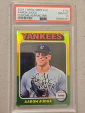 2024 TOPPS HERITAGE AARON JUDGE #112 CHROME REFRACTOR #205/575 PSA 10 GEM MINT picture