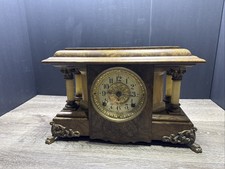 Antique Seth Thomas Mantle Clock Brass Dial Pillars Columns Claw Feet Key Wind picture