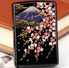 Zippo Mt Fuji Sakura Makie Lacquer Lighter Gold Inside Unit Japan Traditional picture
