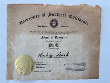 Vintage 1960 University of Southern California school of dentistry Certificate picture