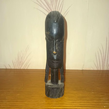 Small Hand Carved Wood Head Bust Figurine Sculpture, Black, 1 Pack picture