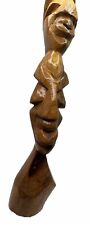 African Folk Art Hand Carved Wooden Bust Statue Totem Vintage Unique Solid Wood  picture