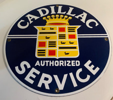 Vintage  Cadillac Authorized Service Porcelain Sign 11.75” picture