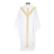 White Chasuble Vestment, Via Aurea Chasuble and Stole, White Church Vestments picture
