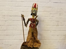 Vintage Antique Indonesian Wayang Golek Java Stick Shadow Puppet w/ Batik Dress picture