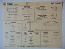 Sun Electric Corp 1956 Cadillac Eldorado Tune-Up Card picture