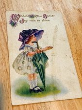 C. 1912 Easter Greetings Postcard “Wishing You Easter Joy, Rain or Shine” Posted picture