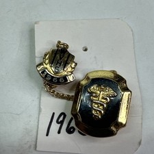 Vintage 1966 WVHS High School Guard Lapel Pin Caduceus Medical Health Club Chain picture