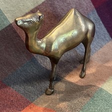 Vintage Brass Camel Statue Figurine MCM Antique Collectible 3.5” Tall 4”Long picture