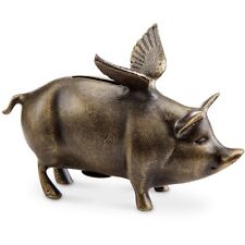 Winged Wonder Pig Piggy Bank Metal Whimsical Bronze Finish Bank ~ SPI Home 34038 picture
