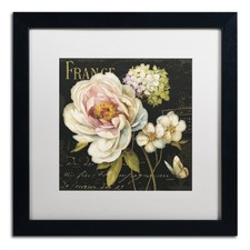 Trademark Fine Art Marche de Fleurs on Black White Matted Black Frame 16x16 picture