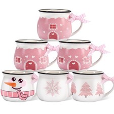 Jinei Set of 6 Christmas Coffee Mugs Gift, 12 oz Hot Cocoa Ceramic Cup for Ho... picture