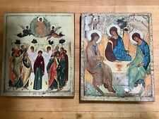 Set Of 2 Vintage Christian Religious Plaques/Wall Art On Pressed Board picture