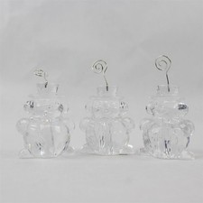 Enesco Twinkling Christmas Clear Snowman Place Card Holders Set of 3 2004 New picture
