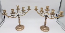 Vintage/Pre-Owned*Lot/Set of 2 Brass Candle Holders*5 Candle Capacity Each picture