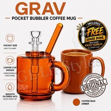 GRAV® COFFEE MUG POCKET BUBBLER, MINI WATER PIPE, BONG, GORGEOUS AMBER COLOR picture