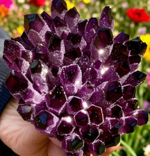 400G+Rare DARK PURPLE Amethyst Quartz Cluster Natural Crystal Geode Home Display picture