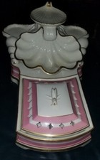 ANTIQUE BROWN WESTHEAD & MOORE PORCELAIN SHELL AESTHETIC VANITY TOILETRY SET  picture