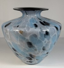 Vintage Maestri Vetrai Vase Made In Italy Azzurra Blue Grey Hand Blown 10