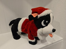 Gemmy Animated Christmas Boston Terrier Dog Plush Santa Coming Town ONLY SOUND picture