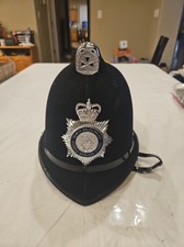 British Police Custodian Helmet Coxcomb North Wales Police Badge Stamped 301 picture
