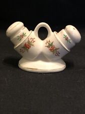 Vintage Porcelain Made in Occupied Japan Salt And Pepper Shakers& Matching Caddy picture