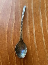 Antique Navajo Coin Silver Spoon Hand Wrought Stamped Dragonfly Bowl Ingot picture