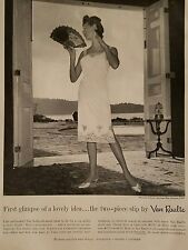 1959 women's Van Raalte two-piece slip lingerie folding fan ad picture