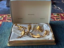 Rare Vtg Tancraft Janis Collection 24K Gold Plated Cocktail Markers 6 Pcs w/Box picture