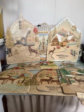 Amazing Large Lot Of  8 Vintage German Die Cut Embossed Paper Calendar Toppers picture