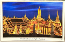 Wat Phra Kaew at Night Bangkok Thailand Postcard Unposted Photochrome picture