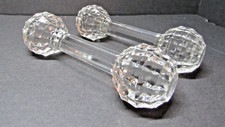 2 Vintage  Crystal Glass Dumbbell Style Elegant Knife Rest Stand #A27-28 picture