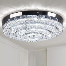 17.7 Contemporary Ceiling Light with Crystals - Large LED Fixture for picture