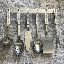 Vintage Kitchen Helpers Spice of Life Coordinate Utensil Set 6 + Wall Rack picture