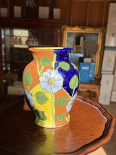 Vintage Talavera Mexico Q Pottery Vase Hand Painted Mexican Folk Art Floral picture