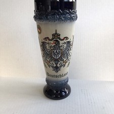 Original King German Beer Stein Deutschland Coat Of Arms Flags Hand Painted 9” picture