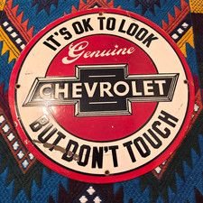 Vintage Chevrolet Don't Touch Porcelain Service Gas Dealership Auto Sign picture