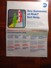 Vintage NYC MTA Subway Safety Poster See Someone at Risk Get Help Transit picture