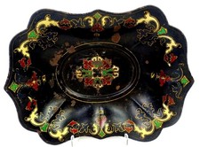 Toleware Hand Painted Metal Tin Persian Design Antique 11 1/8