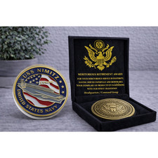 US NAVY - USS NIMITZ CVN-68 Challenge Coin w/ Retirement Award picture