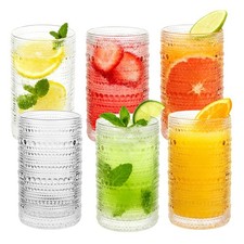Elitrivox Hobnail Drinking Glasses Set 6, 12 Oz Vintage Style Tumblers Thick picture