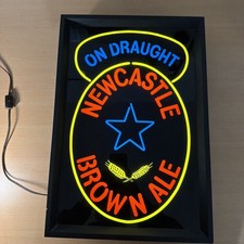 Vintage Newcastle Brown Ale On Draught Lighted Sign Display 13