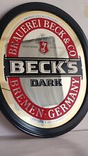 Beck's Beer Mirror Sign Oval Wood Framed Vintage Bar Style Germany picture