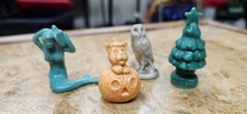 4 Vtg Wade England Ceramic Miniature Red Rose Tea Figurines Mermaid Owl Cat Tree picture