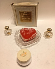 Lot of 4- Vintage Avon Decorative Soap & Dish 2 Minuette Cologne Bottles & Jar picture