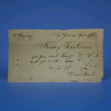 1791 NYC Merchant Receipt John Evers William Denning Revolutionary Patriot Era picture
