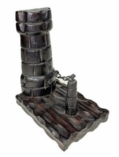 Castle Tower Gate Vtg Carved Wood Bookend Figurine Medieval H8” x 7” x 5” picture